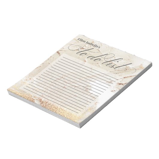 Abstracte Gold Paint textuurkalligrafie om een lij Notitieblok (Linkerzijde)