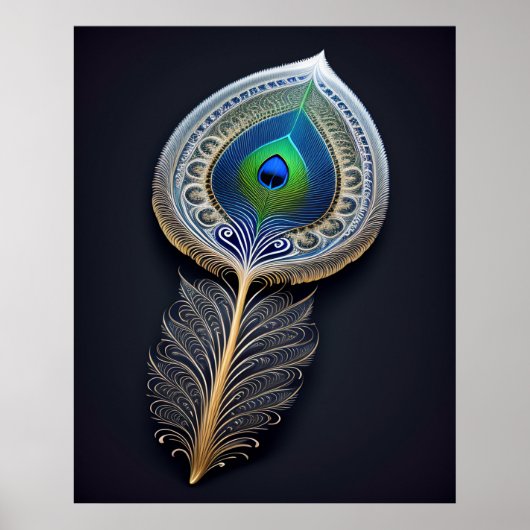 Abstracte Gold Peacock-damesillustratie Poster (Voorkant)