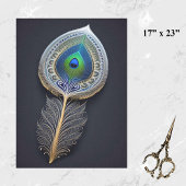 Abstracte Gold Peacock Feather Illustration Large Tissuepapier
