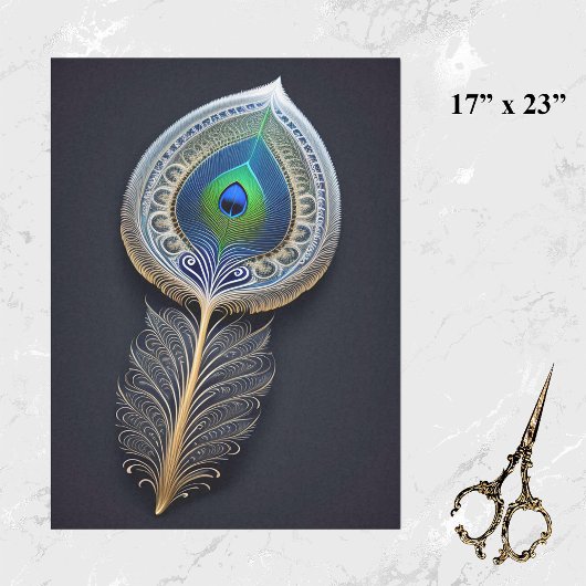 Abstracte Gold Peacock Feather Illustration Large Tissuepapier