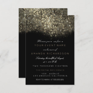 Abstracte Gold Sparkly Glitter Black White Event Kaart