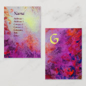 ABSTRACTE GOLD SWIRLS MONOGRAM paarse fuchsia roze Visitekaartje (Voorkant / Achterkant)