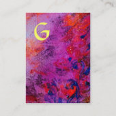ABSTRACTE GOLD SWIRLS MONOGRAM paarse fuchsia roze Visitekaartje (Achterkant)