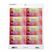 ABSTRACTE GOLD SWIRLS, rode roze paarse ruby Etiket (Full Sheet)