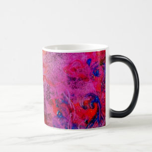 ABSTRACTE GOLD SWIRLS, rood roze paars geel Magische Mok