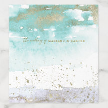 Abstracte Gold Turquoise Lavender Waterverf