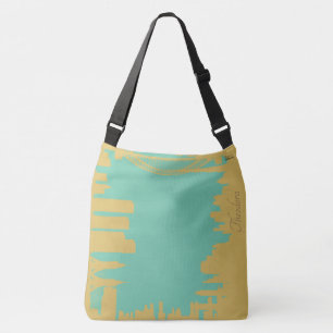 Abstracte Gold Tusquoise-gebouwen Crossbody Tas