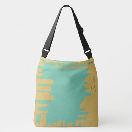 Abstracte Gold Tusquoise-gebouwen Crossbody Tas (Voorkant)