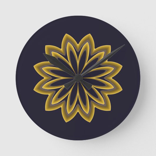 Abstracte Golden Flower Ronde Klok (Voorkant)
