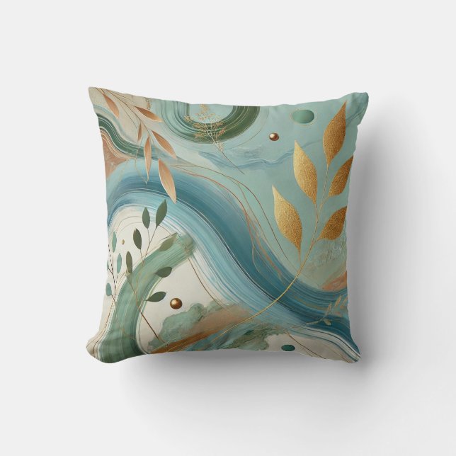Abstracte Golden Leaf Art Style 9 Kussen (Voorkant)