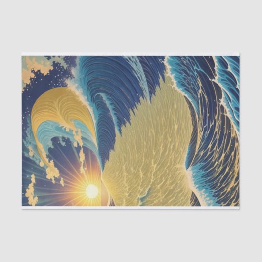 Abstracte Golden Morning Sunrise Ocean Wave Tissuepapier (Voorkant)