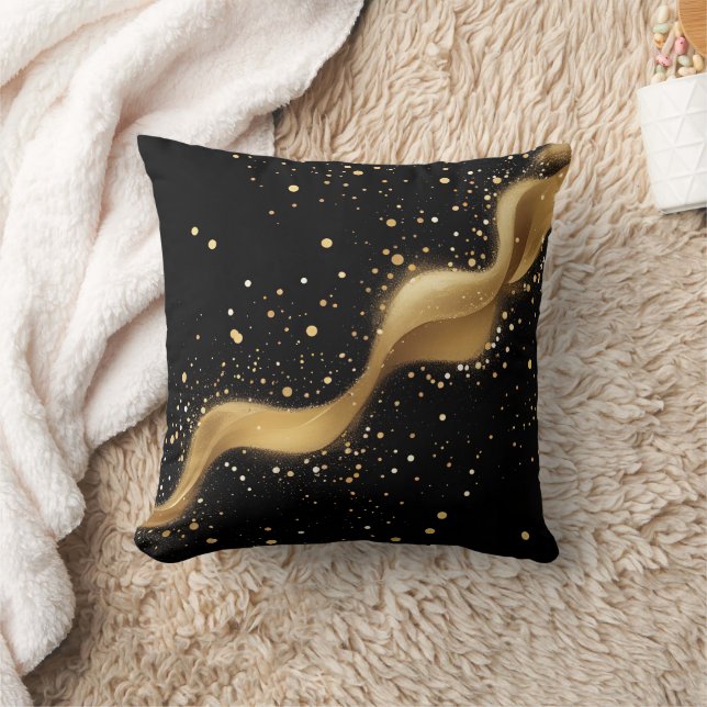 Abstracte Golden Sparkle en Starry Swirl Kussen (Deken)