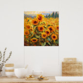 Abstracte Golden Sunflower familie Fine Art Poster (Keuken)