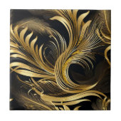 Abstracte Golden Swirls Tegeltje (Voorkant)