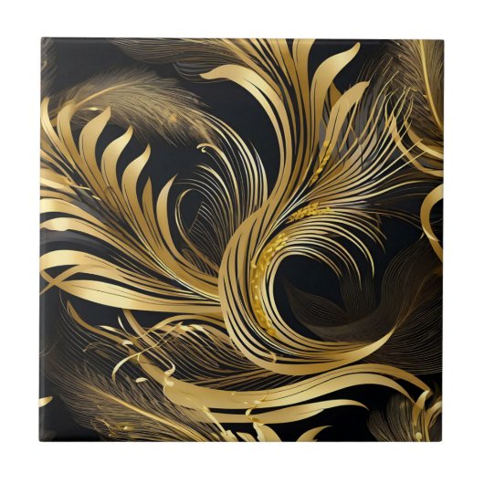 Abstracte Golden Swirls Tegeltje (Voorkant)