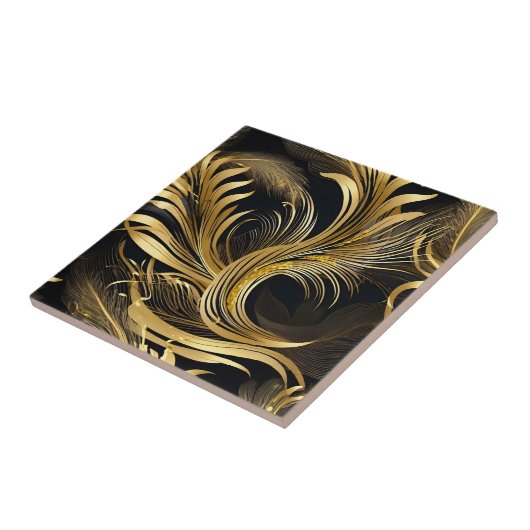 Abstracte Golden Swirls Tegeltje (Zijkant)