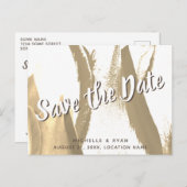 Abstracte Golden Tulip Floral Wedding Save the Dat Aankondigingskaart (Voorkant / Achterkant)