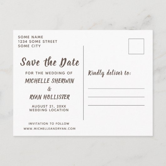 Abstracte Golden Tulip Floral Wedding Save the Dat Aankondigingskaart (Achterkant)