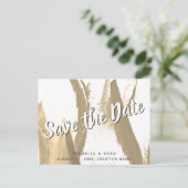 Abstracte Golden Tulip Floral Wedding Save the Dat Aankondigingskaart (Staand voorkant)