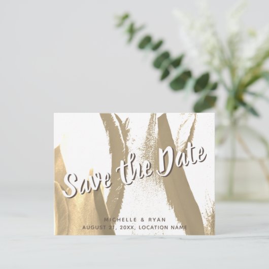 Abstracte Golden Tulip Floral Wedding Save the Dat Aankondigingskaart (Staand voorkant)