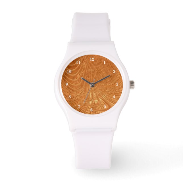 Abstracte Golden Waves Watch Horloge (Voorkant)