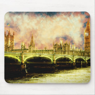Abstracte Golden Westminster Bridge in Londen Muismat