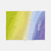 Abstracte golf gele blauwe naam fleece deken (Voorkant (Horizontaal))