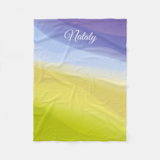 Abstracte golf gele blauwe naam fleece deken (Voorkant)