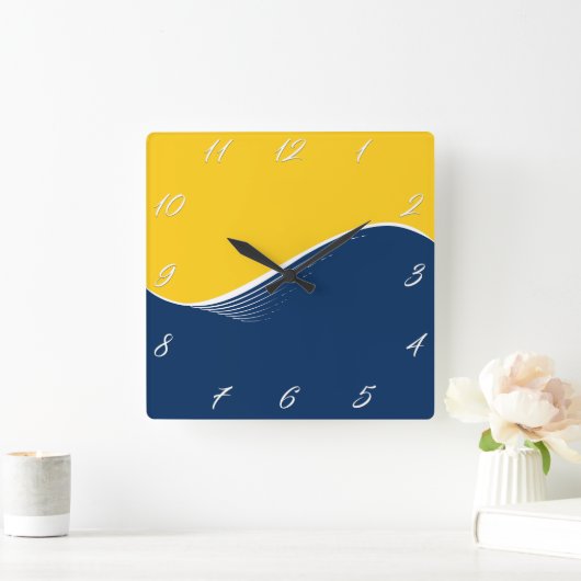 Abstracte golf, modern, eenvoudig, elegant design vierkante klok (Huis)