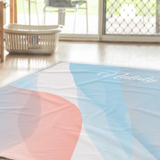 Abstracte golf roze blauw naam fleece deken