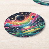 Abstracte golfer op golfbal Circulair Golfen Ronde Kartonnen Onderzetter (Gebogen)