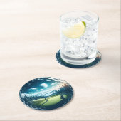 Abstracte golfer op golfbal Circulair Golfen Ronde Kartonnen Onderzetter (Insitu)