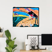 abstracte golfkleur poster (Thuiskantoor)