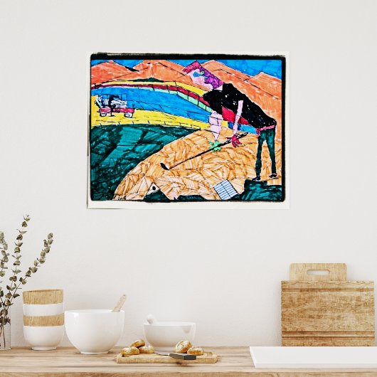 abstracte golfkleur poster (Keuken)