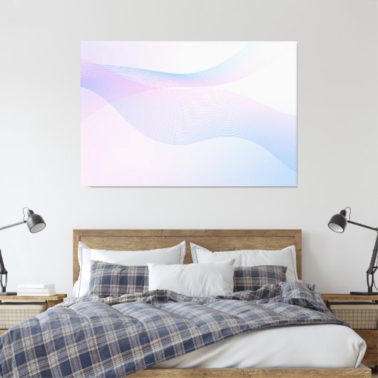 Abstracte golflengte Roze Blauw Canvas Afdruk (Insitu (Slaapkamer))