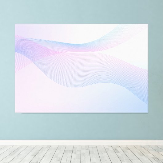 Abstracte golflengte Roze Blauw Canvas Afdruk (Insitu (Houten vloer))