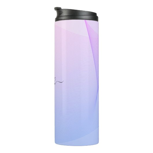 Abstracte golflengte Roze Blauw Thermosbeker (Geroteerd rechts)