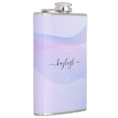 Abstracte golflengte roze blauwe kolf heupfles (Rechts)