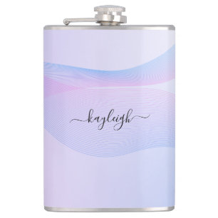 Abstracte golflengte roze blauwe kolf heupfles