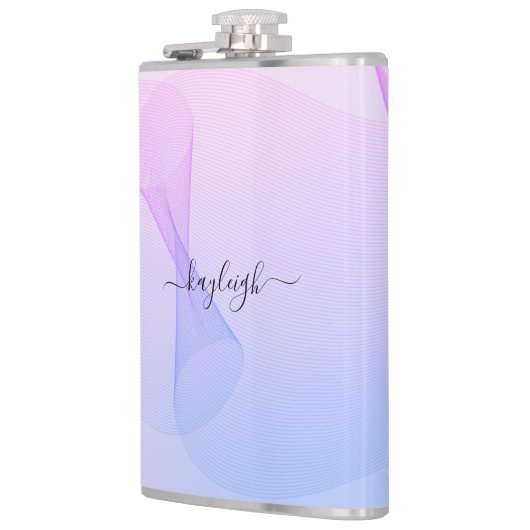 Abstracte golflengte roze blauwe kolf heupfles (Links)