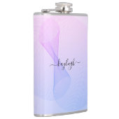 Abstracte golflengte roze blauwe kolf heupfles (Rechts)