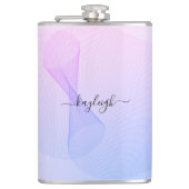 Abstracte golflengte roze blauwe kolf heupfles (Voorkant)