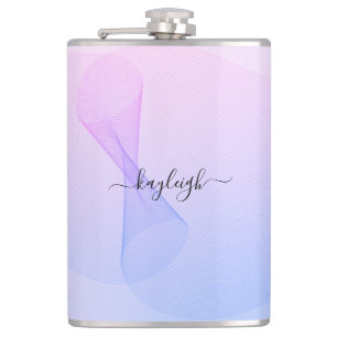 Abstracte golflengte roze blauwe kolf heupfles