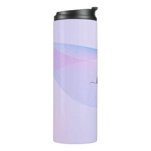 Abstracte golflengte roze blauwe thermische tromme thermosbeker (Gedraaid links)