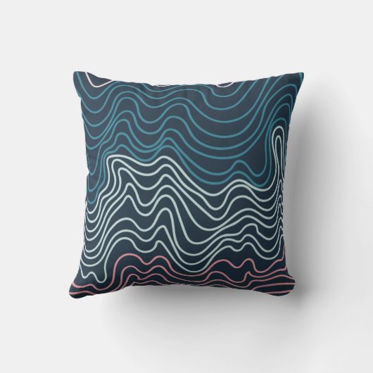 Abstracte Golflijn Kunst Kussen (Achterkant)