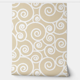 Abstracte golfpatroon beige witte oceaan behang