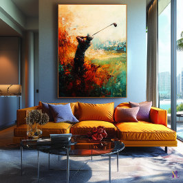 Abstracte golfspeler kunst canvas afdruk