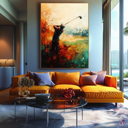 Abstracte golfspeler kunst canvas afdruk