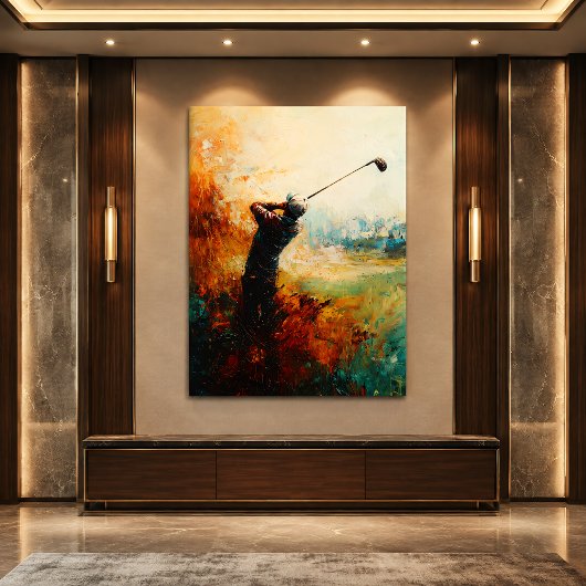 Abstracte Golfspeler Kunst Canvas Afdruk