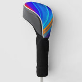 Abstracte golfstijl met blauwe, gele en rode golve golfheadcover (Schuin)